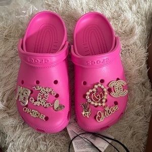 Women size 8 pink crocs